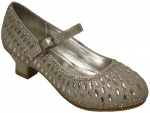GIRLS DRESSY SHOES WITH RHINESTONES (SILVER)